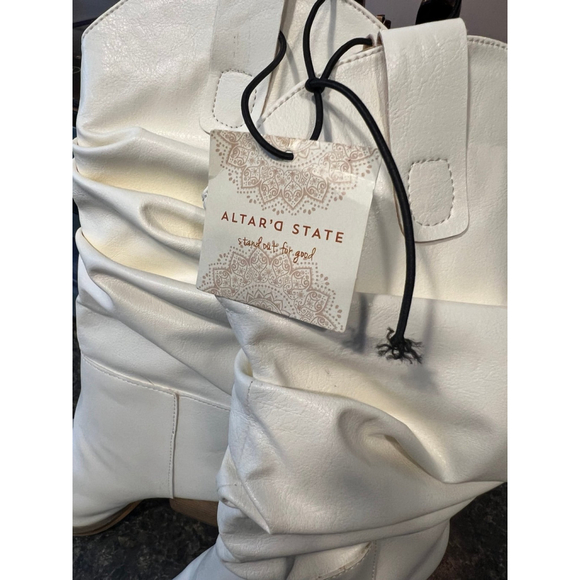 New Altar’d State Slouchy Lauren White Cowboy Boots - Picture 9 of 10